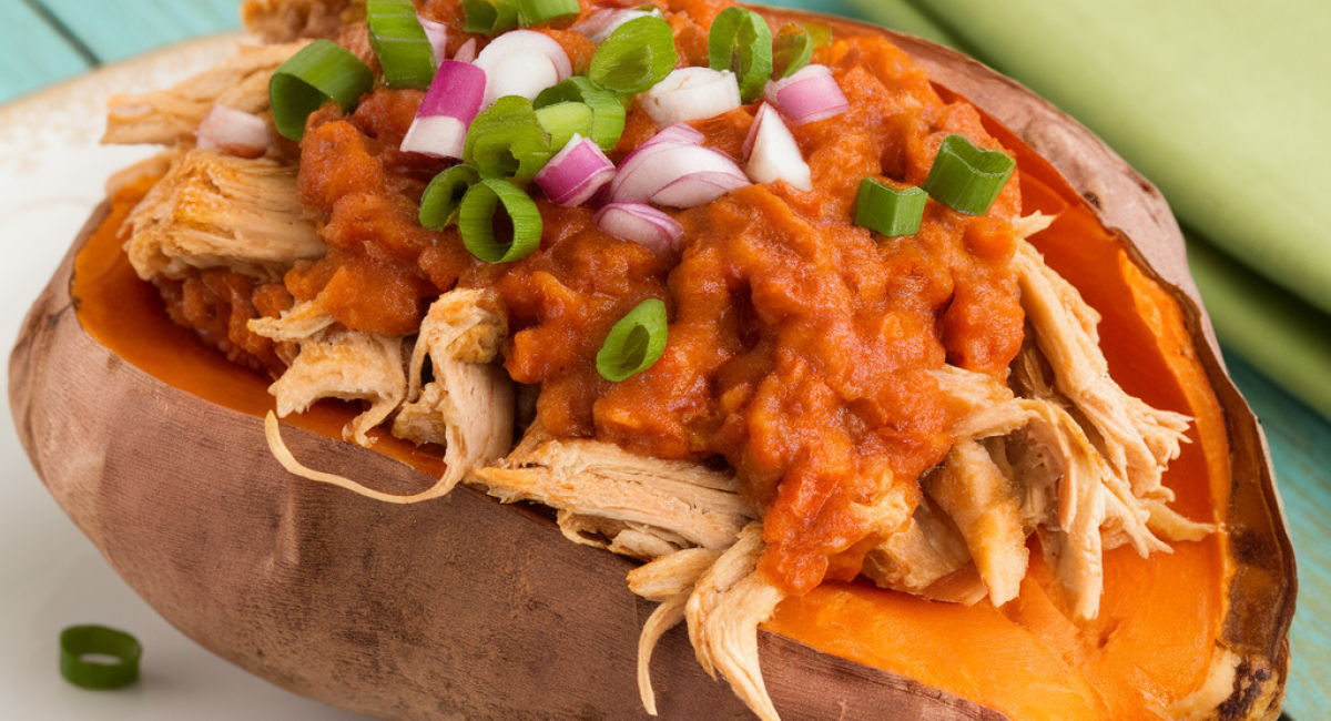 BBQ Chicken Stuffed Sweet Potatoes