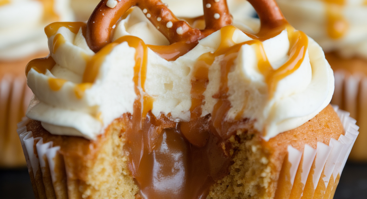 Gooey Salted Caramel Cupcakes