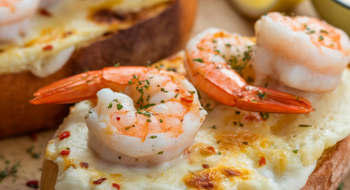 Cheesy Garlic Bread Shrimp Grilled Cheese