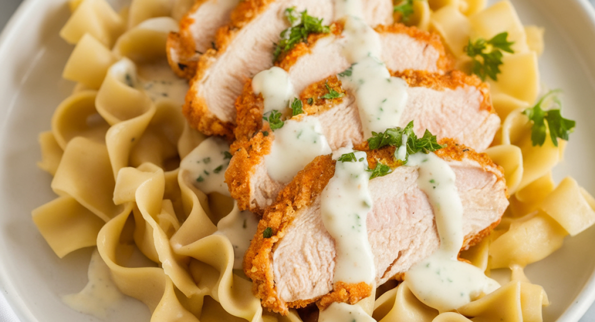 Crispy Chicken With Creamy Pasta