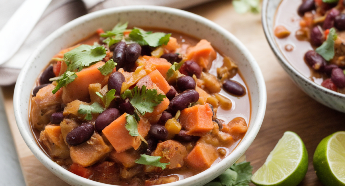 Sweet Potato Black Bean Soup With Sour Cream