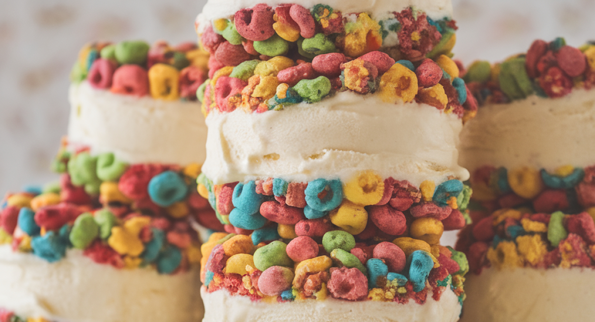 Fruity Pebbles Cookie Sandwiches