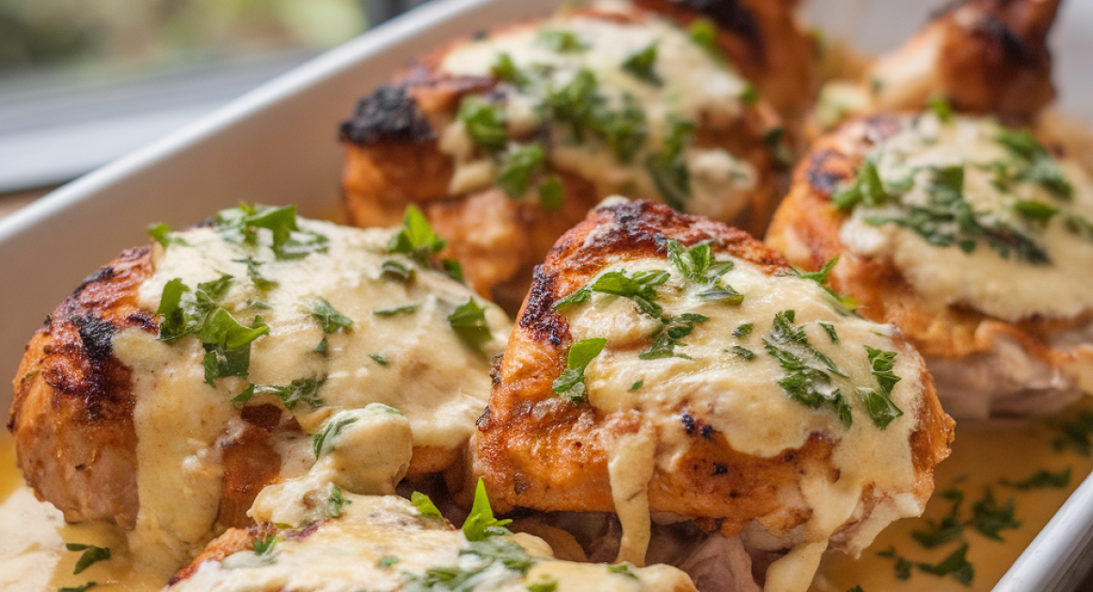 Juicy Baked Caesar Chicken With Parmesan Sauce