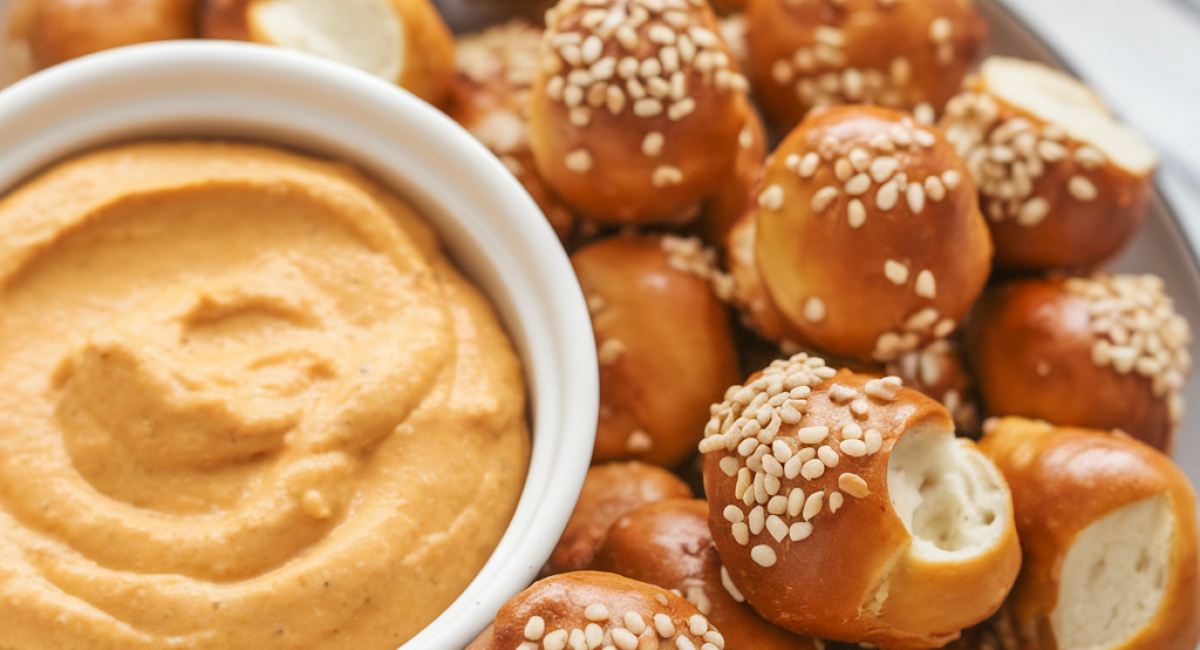 Pretzel Bites With Cheddar Cheese Sauce