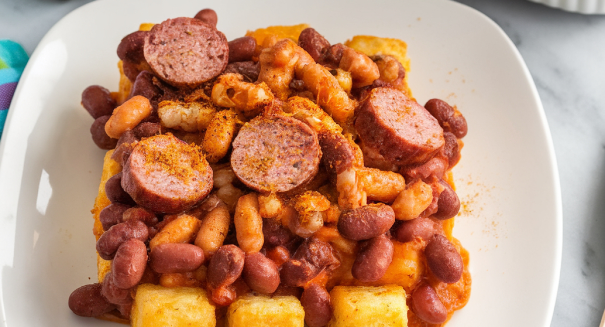 Cheesy Hot Dog Tater Tot Casserole