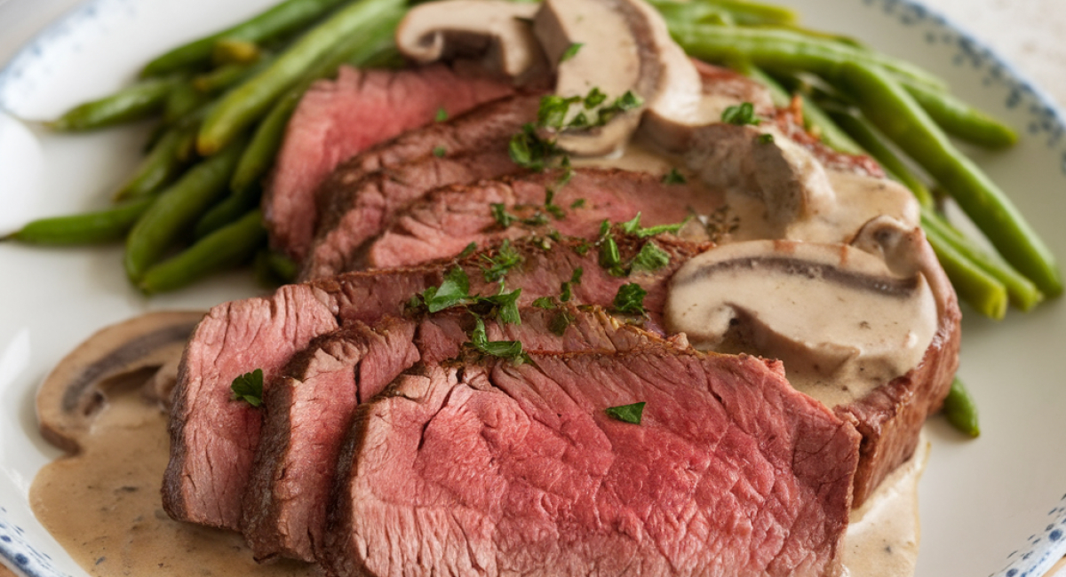 Beef Tenderloin With Creamy Mushroom Sauce