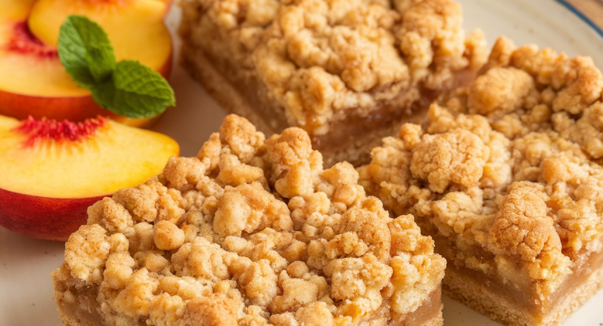 Peach Cobbler Cheesecake Bars