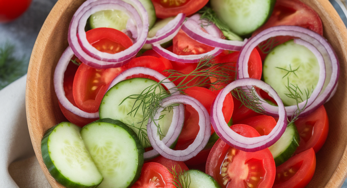 Cucumber Onion and Tomato Salad