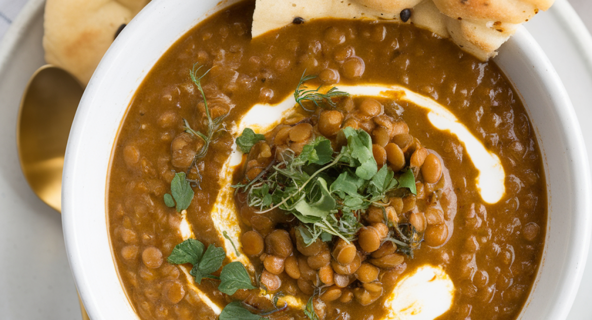 Lentil Coconut Soup with Garlic and Ginger