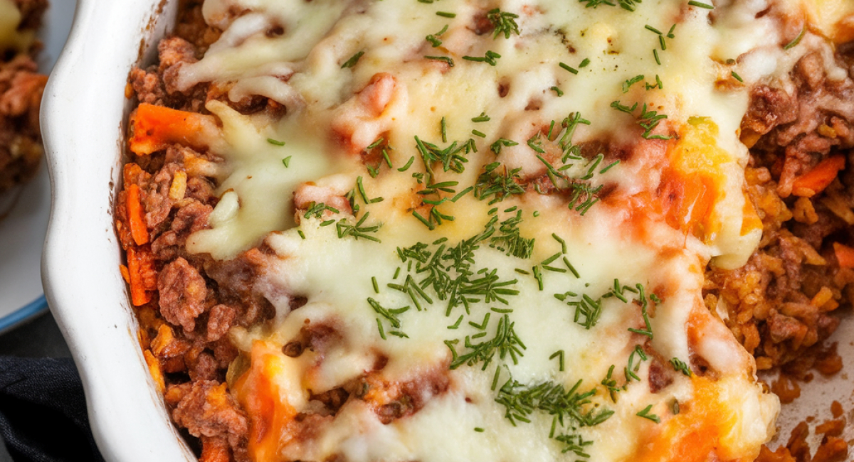 Cheesy Ground Beef and Rice Casserole