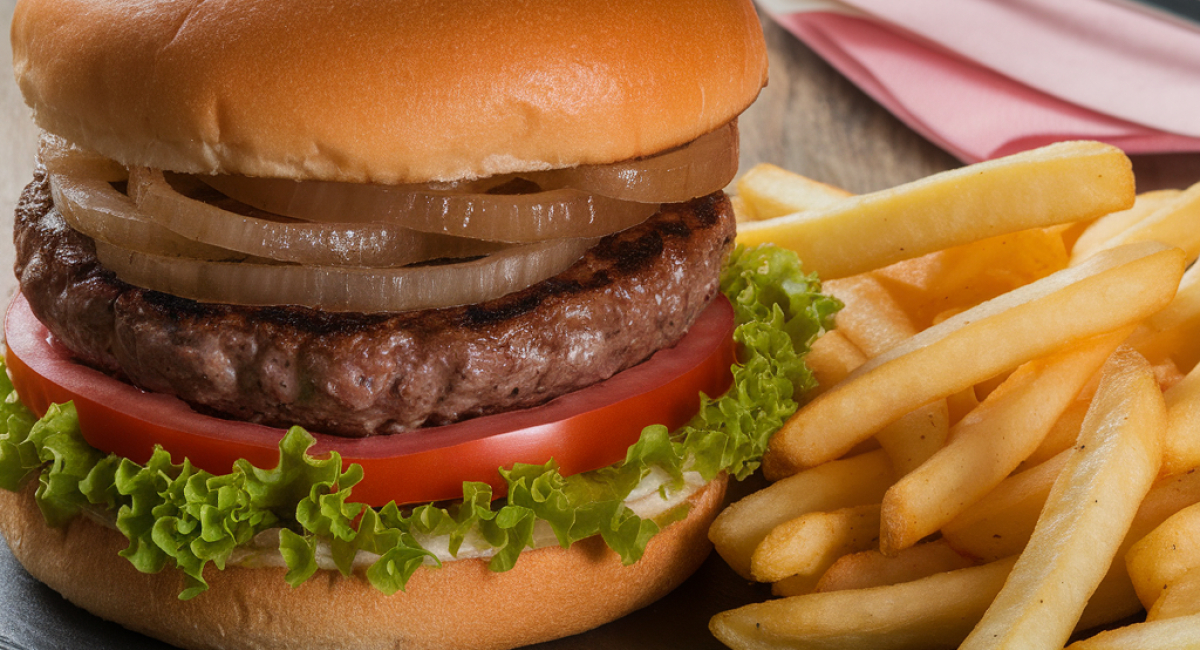 Mega Cheesy Beef & Fries Burger