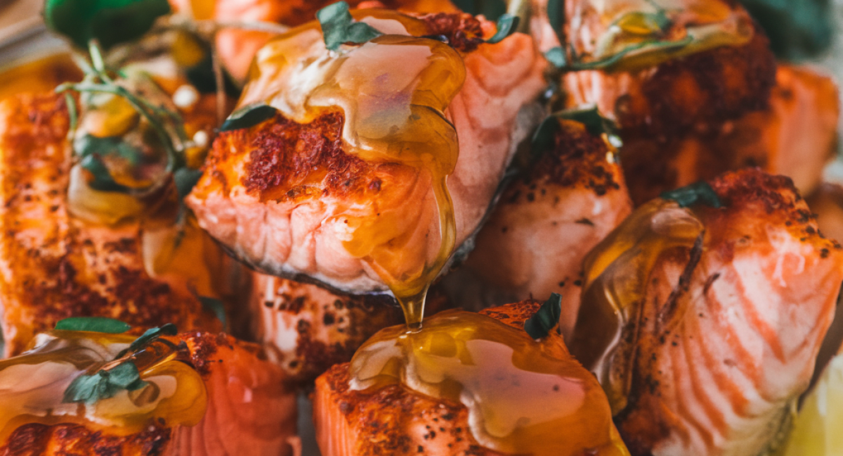 Air Fryer Salmon Bites with Hot Honey