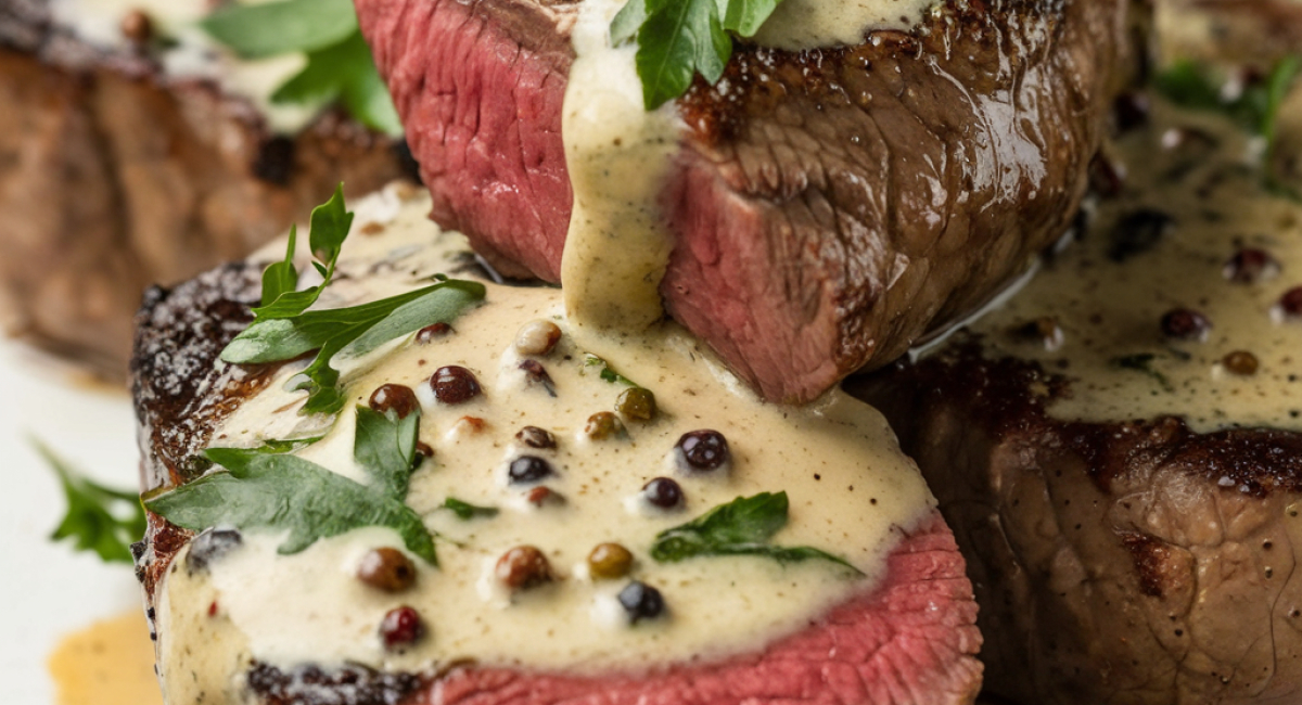 Peppercorn Steak with Creamy Sauce 