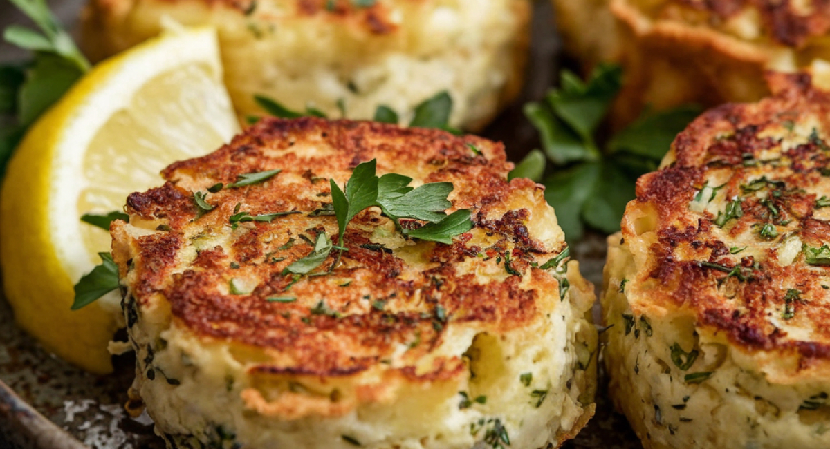 Cheddar Bay Crab Cakes with Lemon Butter Drizzle