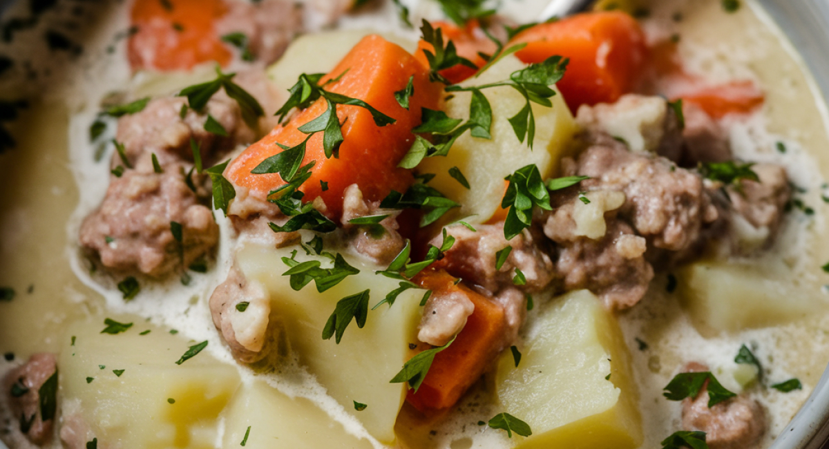 Crockpot Creamy Potato & Hamburger Soup Recipe