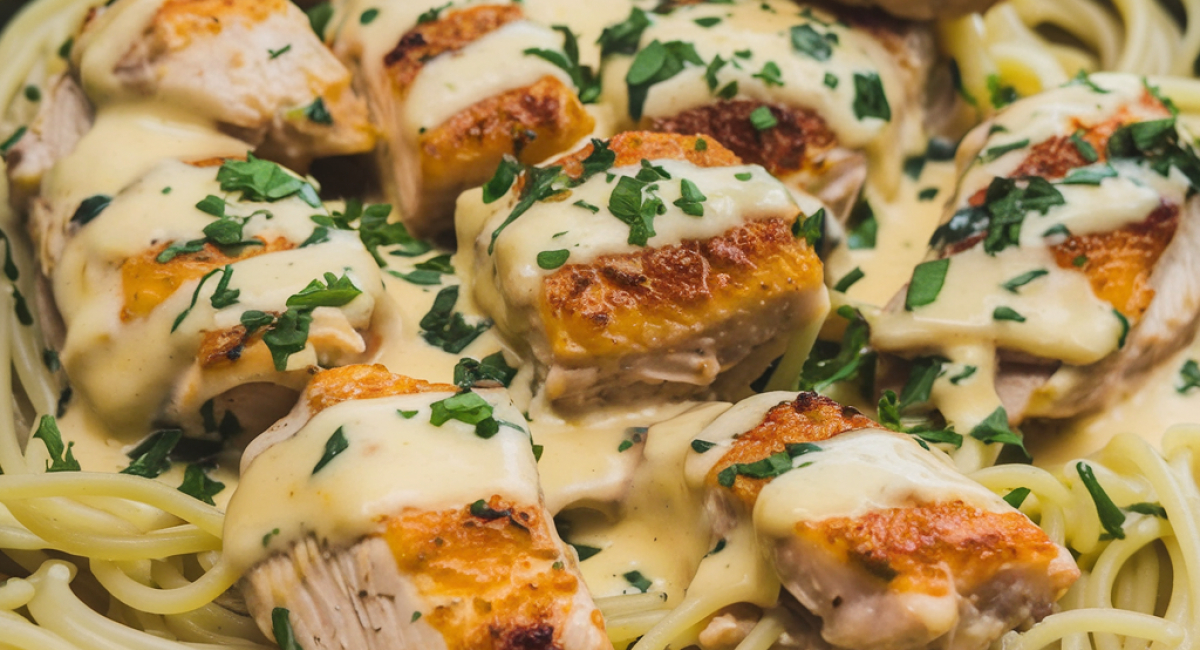 Garlic Butter Chicken Bites with Creamy Parmesan Pasta