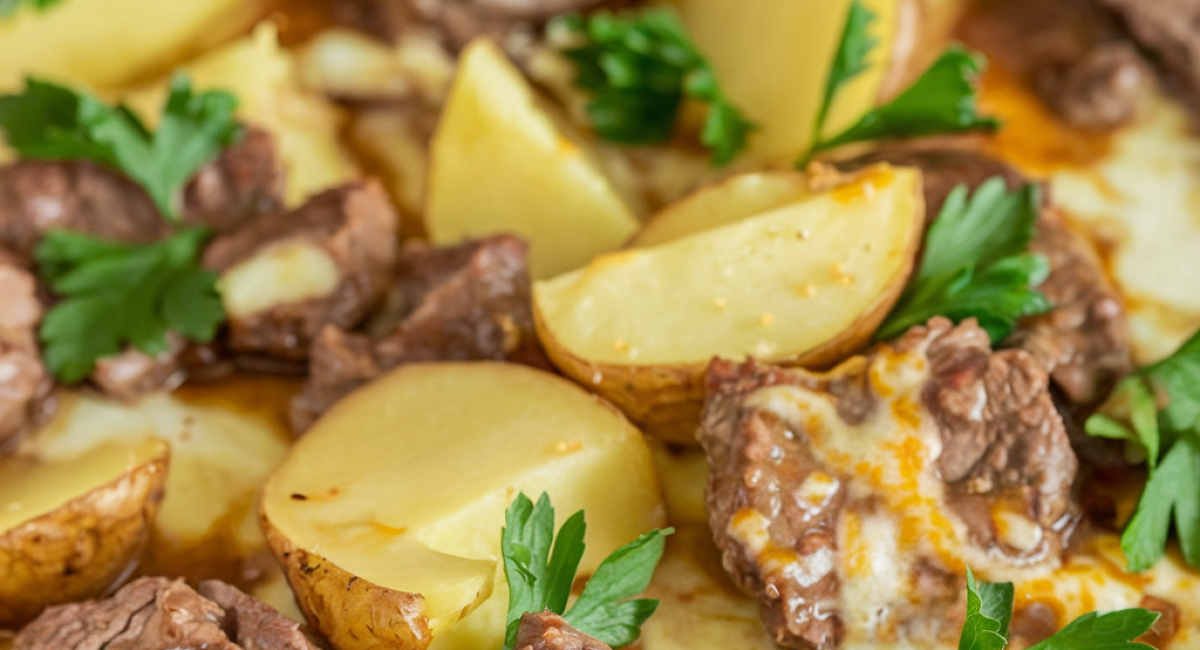 Slow Cooker Steak & Cheddar Potato Casserole