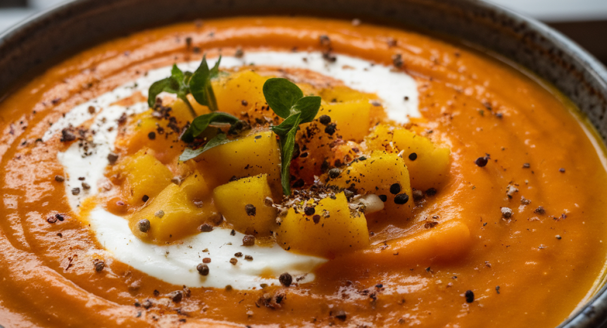 Black Bean Pumpkin and Butternut Squash Soup with Cream Cheese