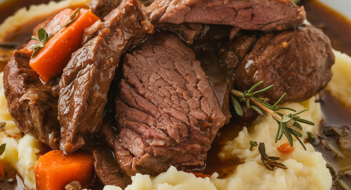 Pot Roast over Mashed Potatoes 