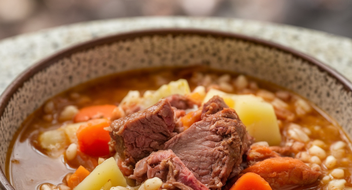  Beef and Barley Soup with Roasted Carrots and Potatoes 