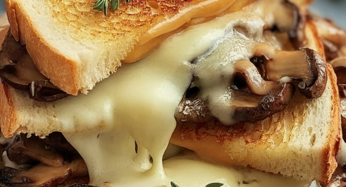 Grilled Cheese with Gouda, Roasted Mushrooms, and Onions 