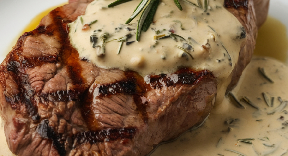 Steak with Pork & Blue Cheese Sauce 