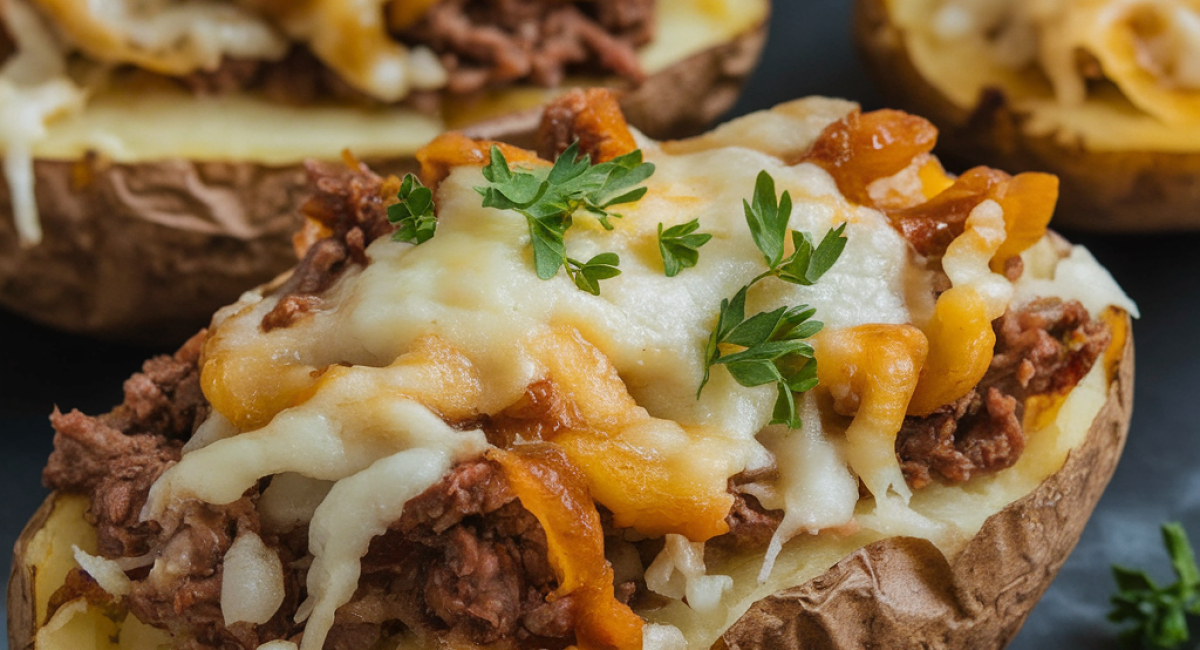 Philly Cheesesteak Baked Potatoes