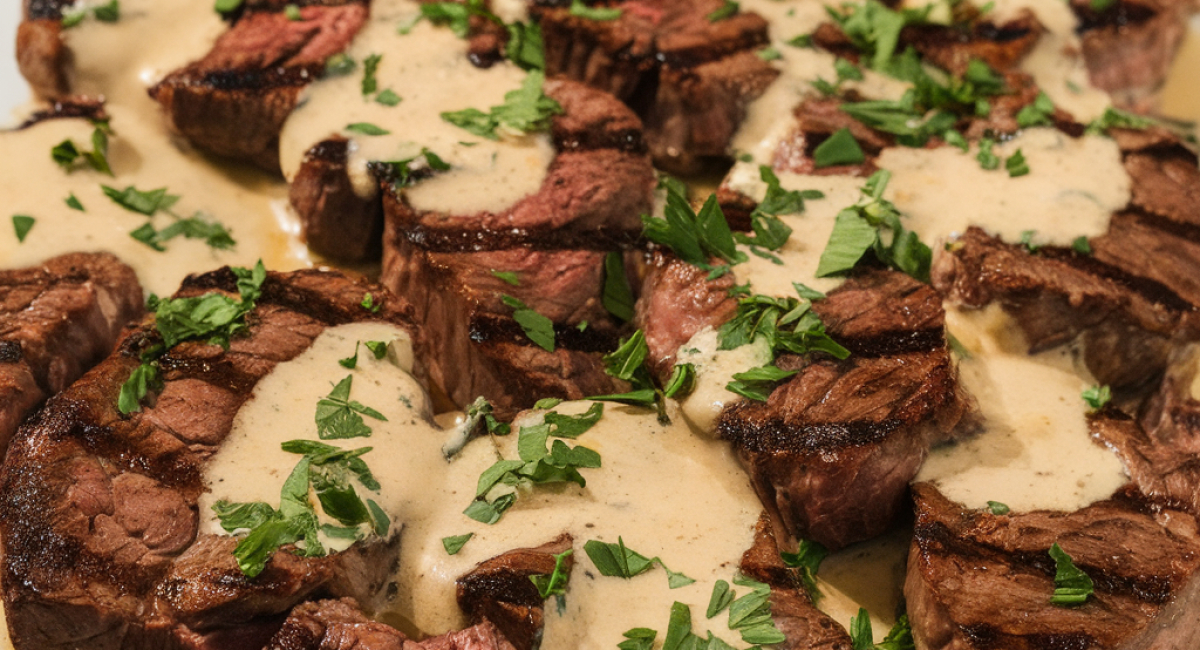 Garlic Butter Steak Bites with Creamy Parmesan Sauce