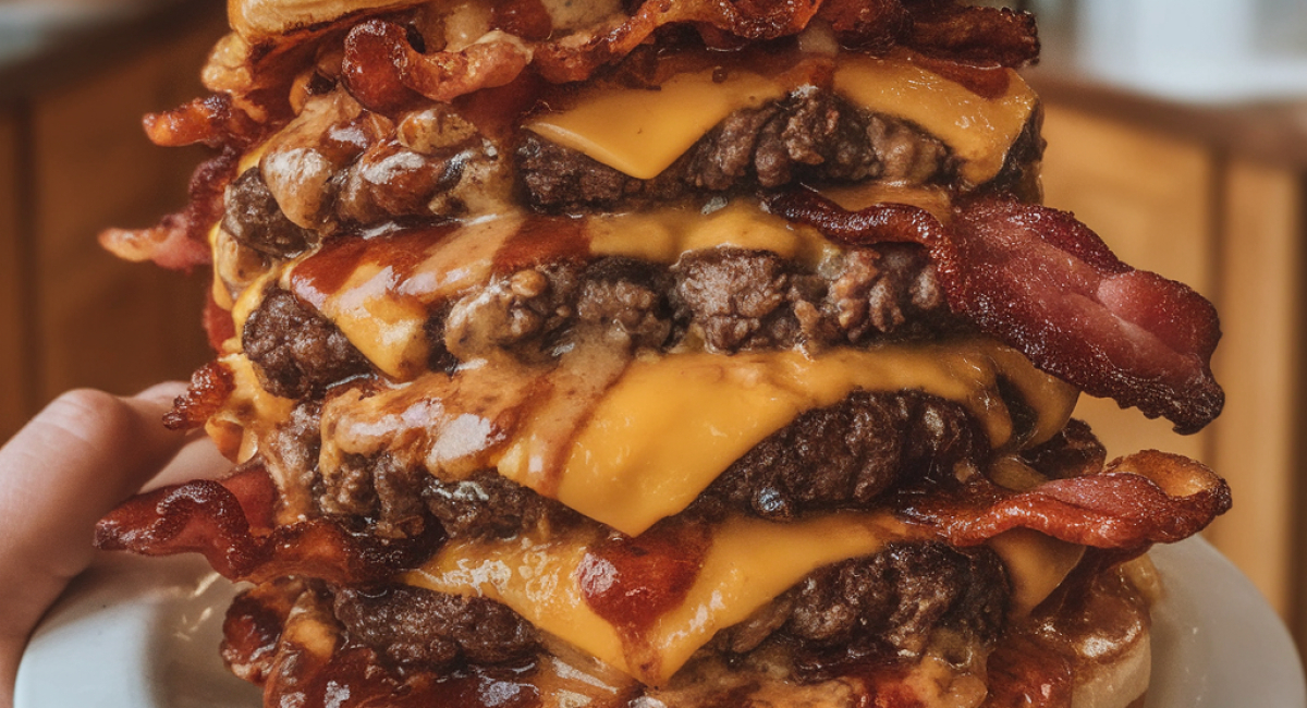 Ultimate BBQ Bacon Cheeseburger Stack