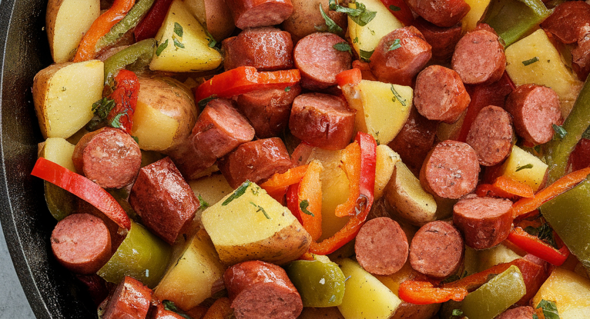 Fried Potatoes, Onions, and Smoked Sausage