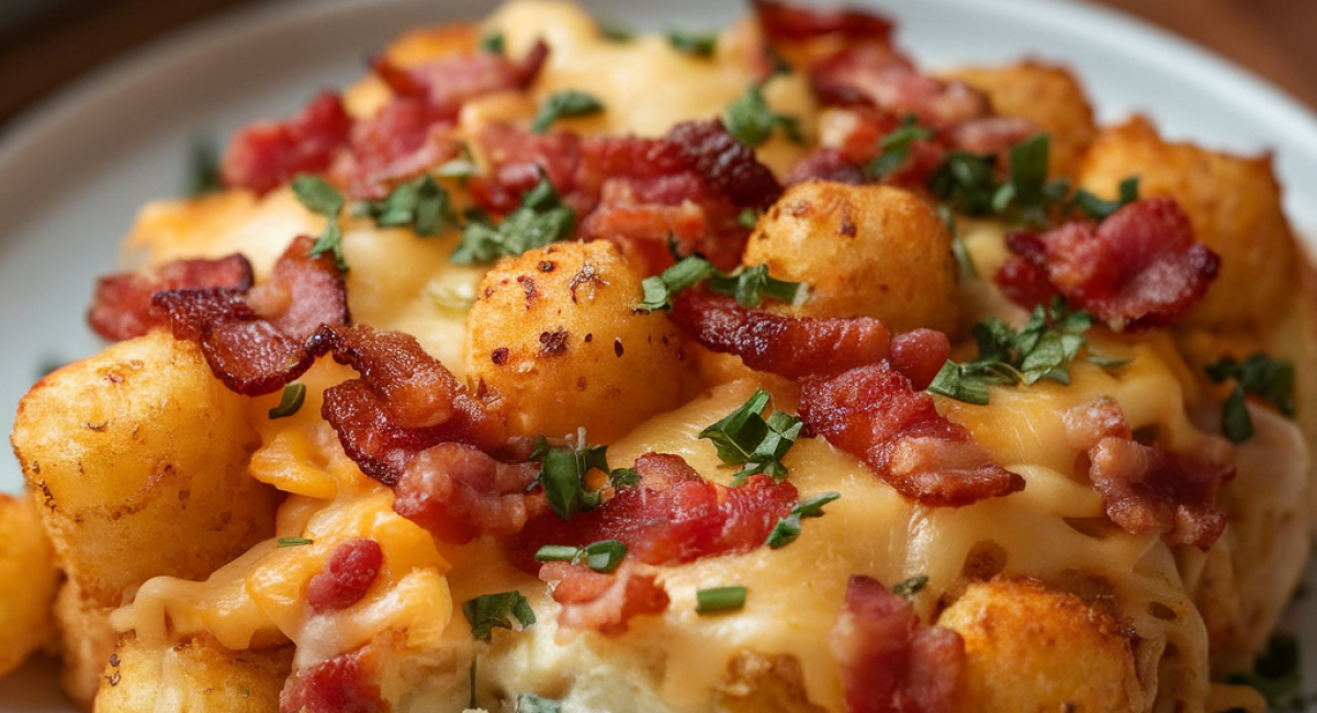 Chicken Bacon Ranch Tater Tot Casserole