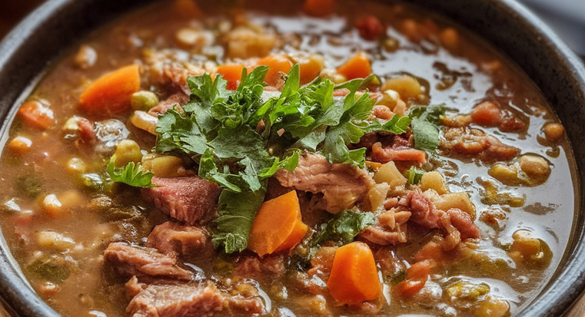 Cozy up with a bowl of Beef and Lentil Soup!