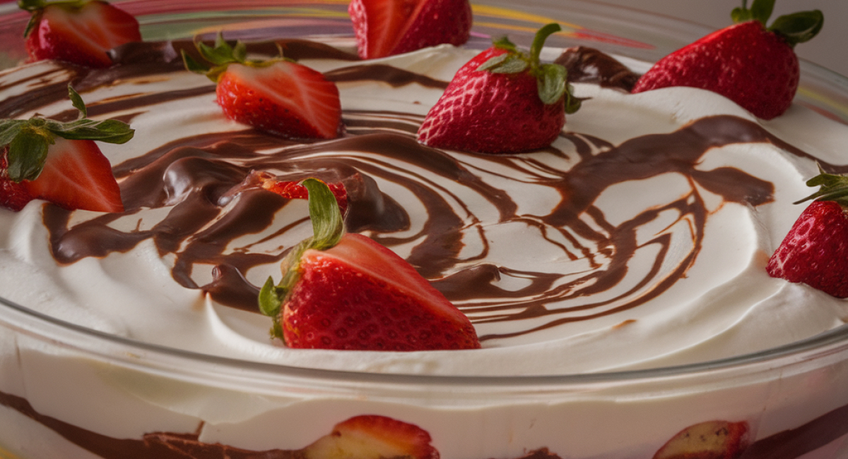Delicia de chocolate e morango