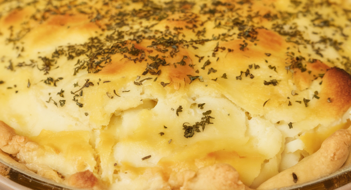 Torta cremosa de frango feita no liquidificador