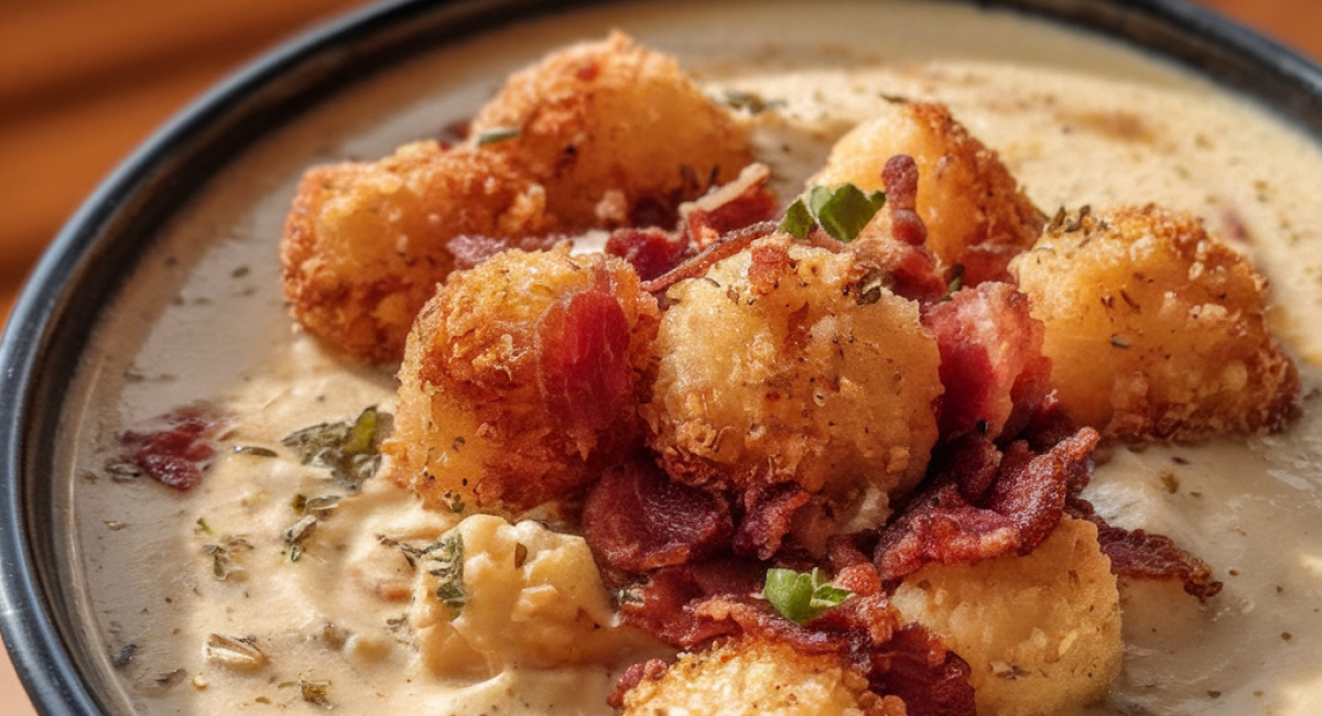 Creamy Cauliflower Soup with Bacon Bites