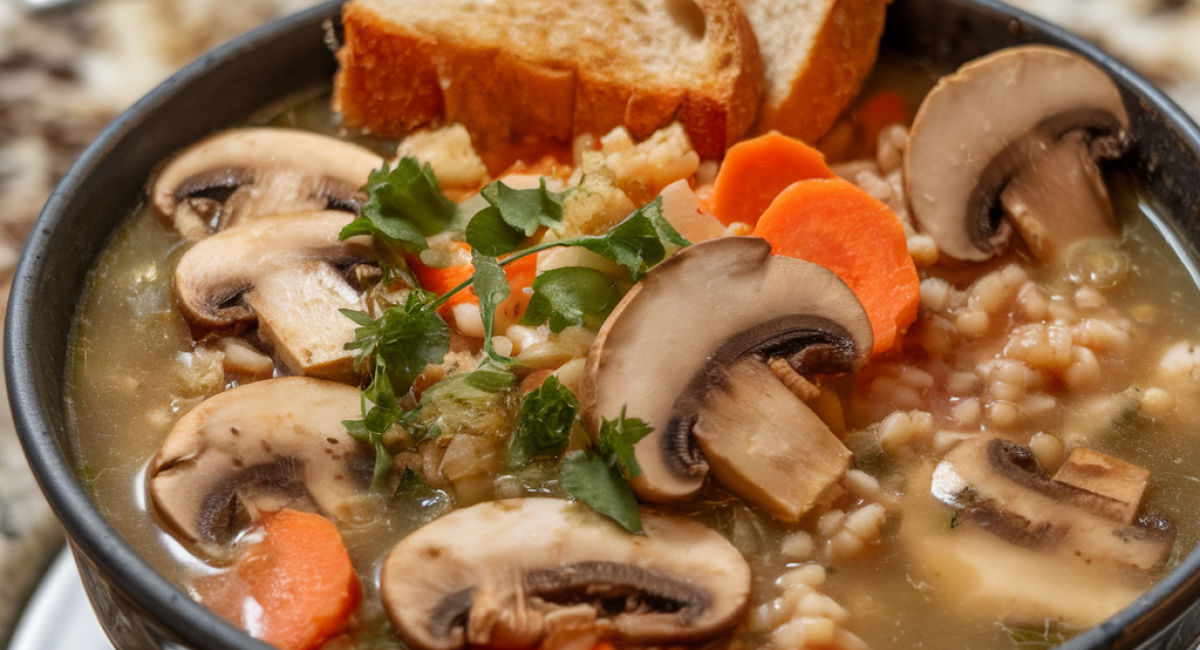 Last night, I surprised my husband with a cozy and comforting dinner of Mushroom and Wild Rice Soup.