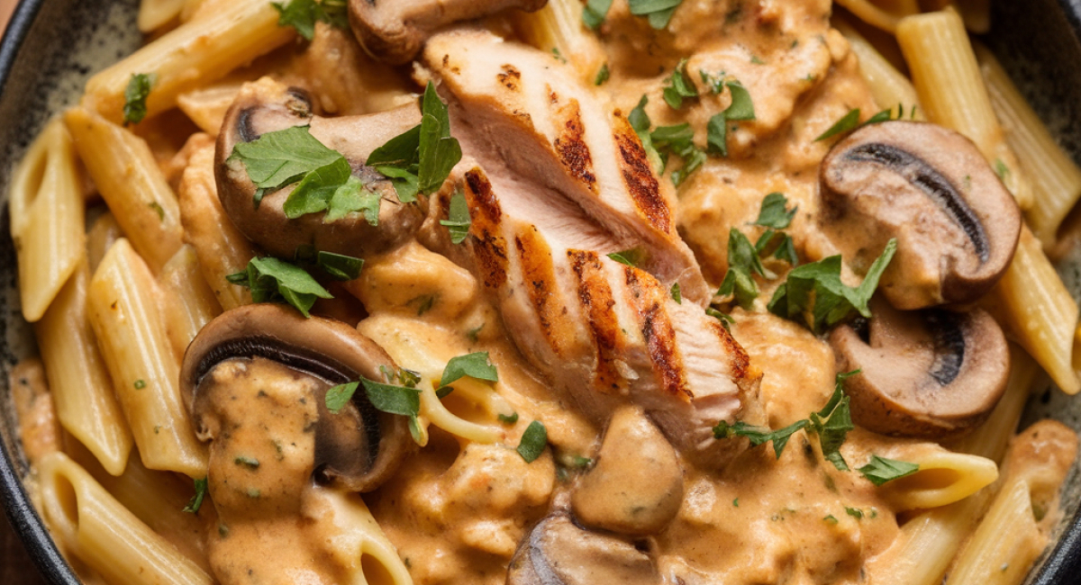 Rich and Creamy Chicken & Mushroom Pasta