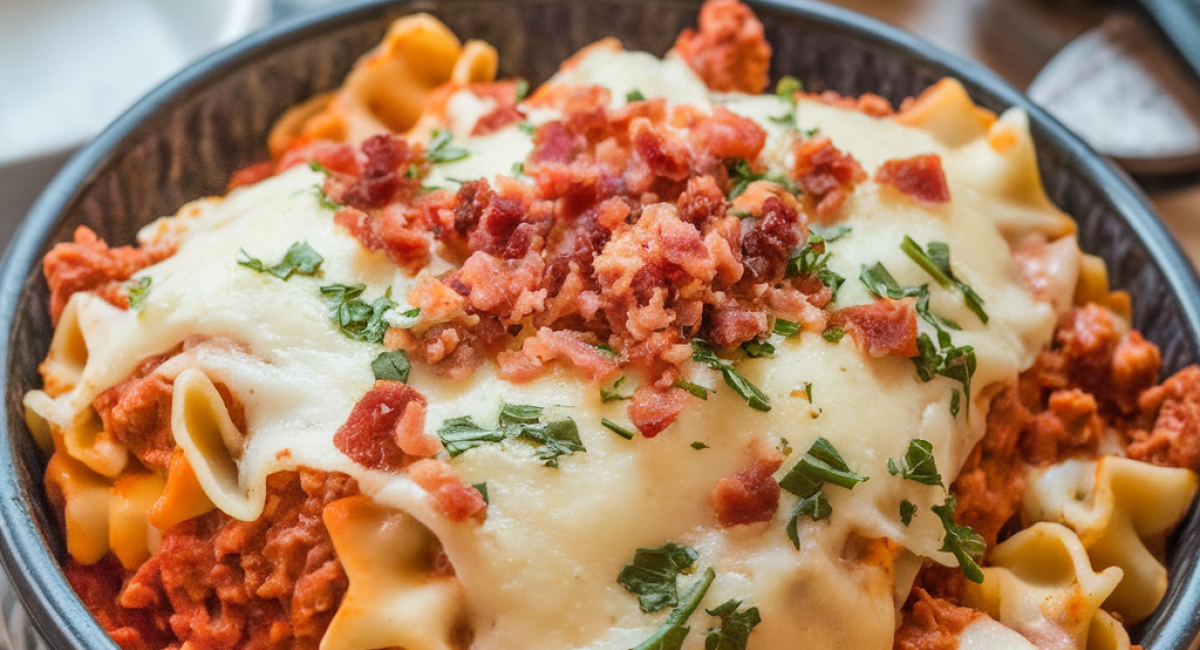 Lasagna Soup with Parmesan and Bacon Bites 