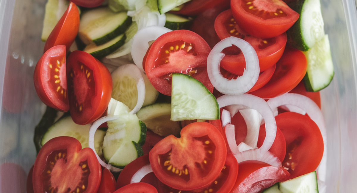 Fresh & Tangy Marinated Cucumber, Onion, and Tomato Salad