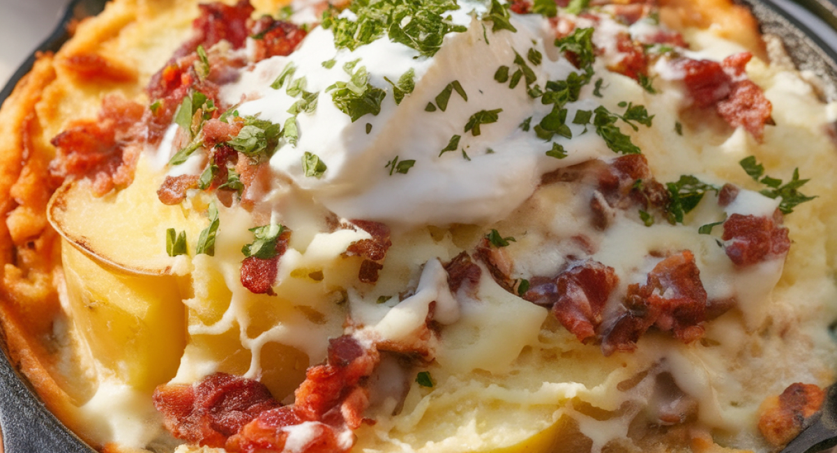 Potato and Bacon Soup with Parmesan and Sour Cream