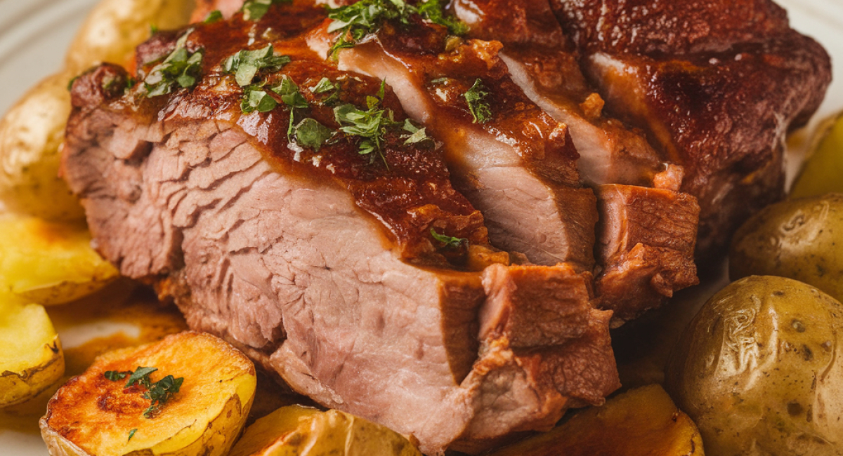 Pernil assado douradinho, fica incrivelmente suculento