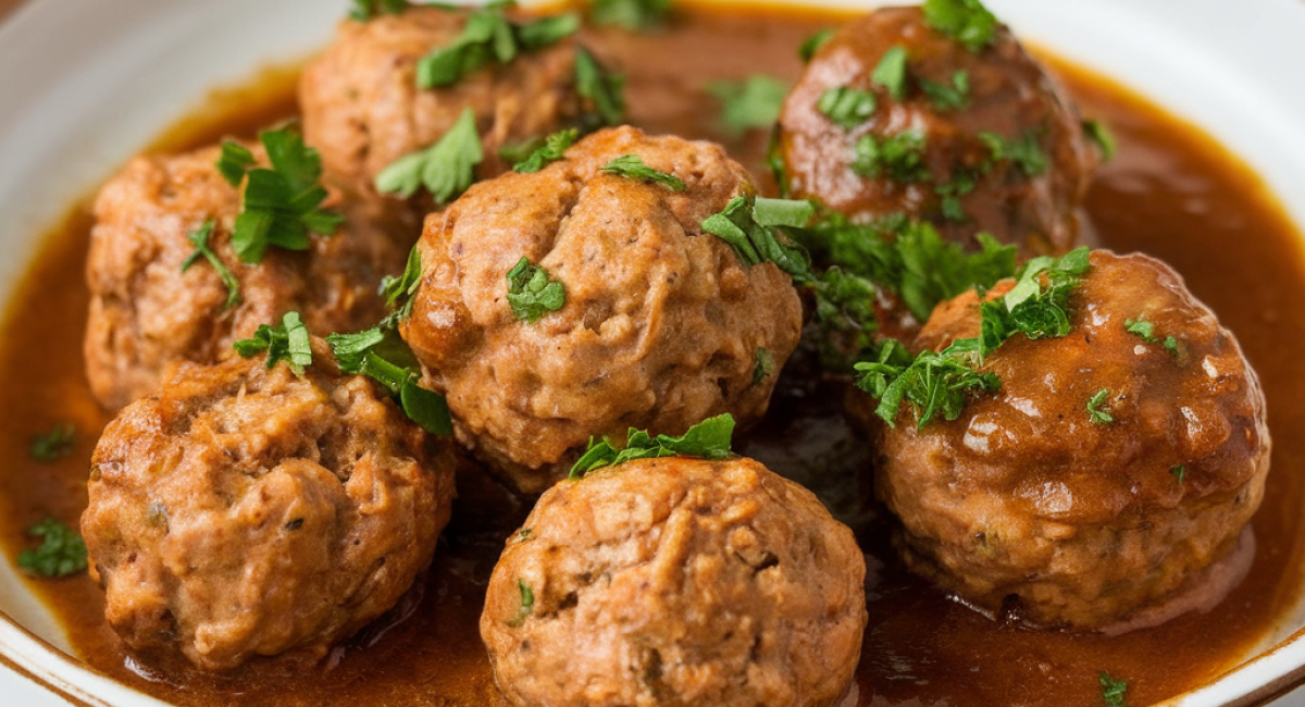 Golden Swedish Meatballs with Creamy Gravy