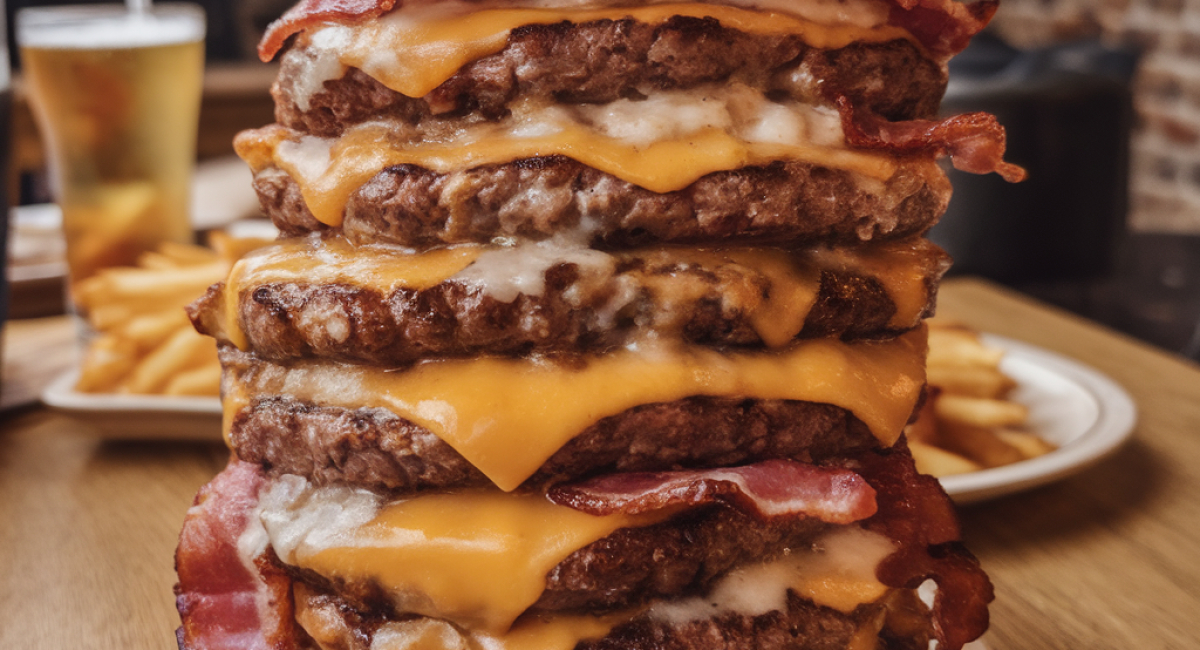 Towering Cheeseburger Stack