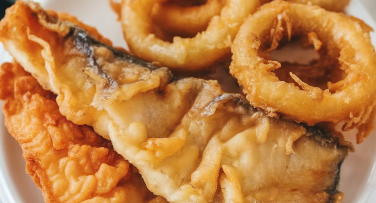 Would You Eat This Crispy Battered Fish And Onion Rings Platter