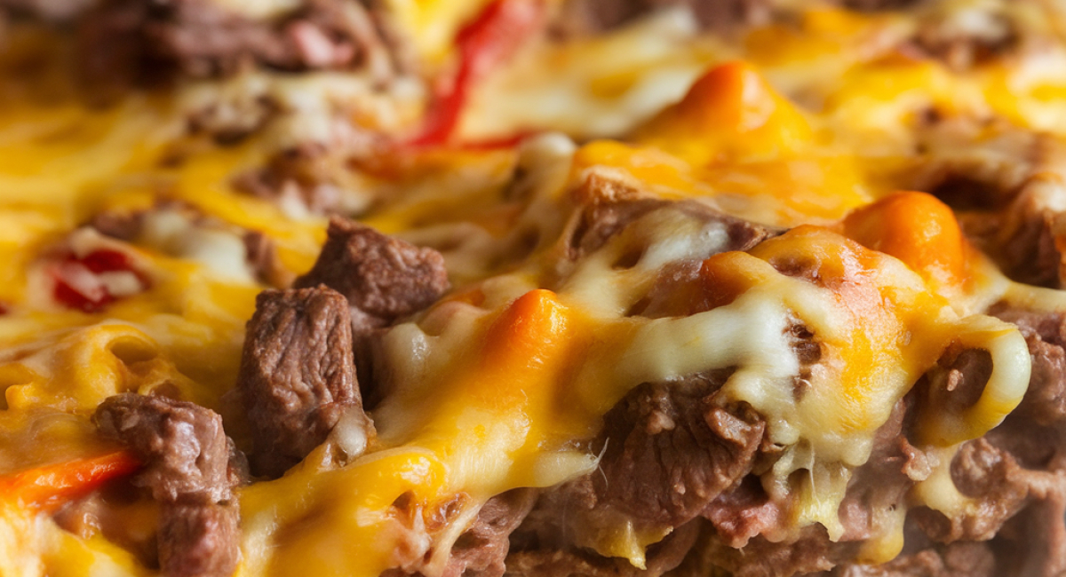 Crockpot Cheesesteak Hashbrown Casserole