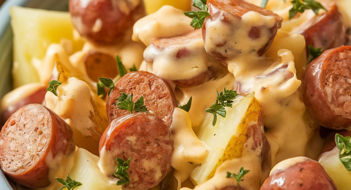 Kielbasa Sausage Cheesy Potato Casserole