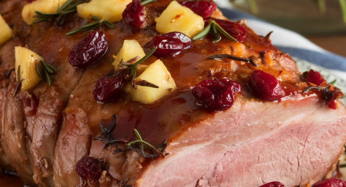 Cranberry Dijon Pork Loin Roast with Apple Cider Glaze