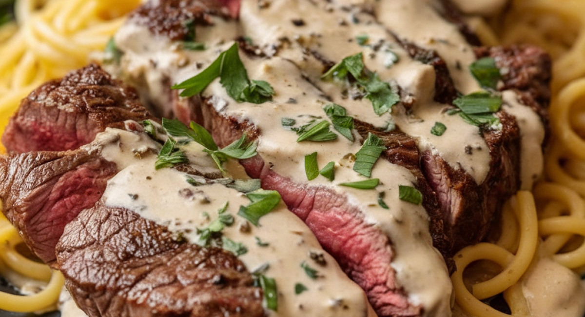 Creamy Peppercorn Ribeye Steak