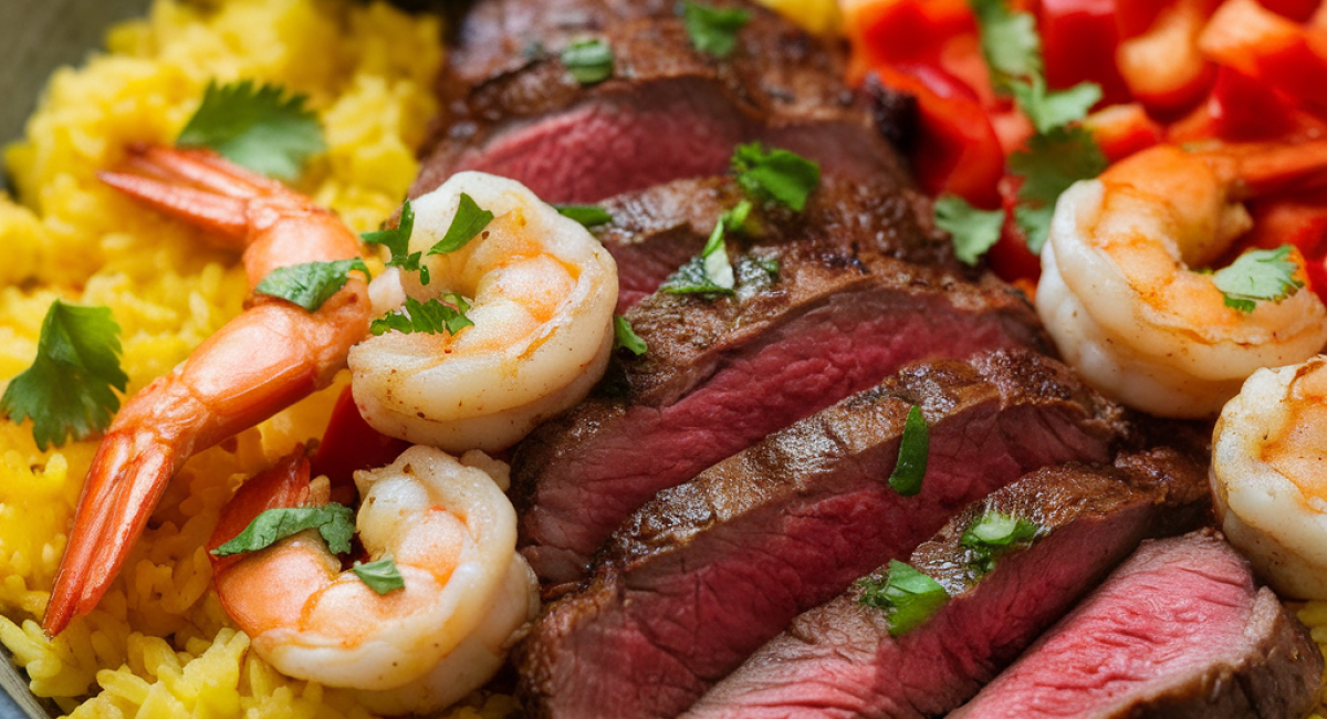 Caribbean-Inspired Surf & Turf Yellow Rice Bowl