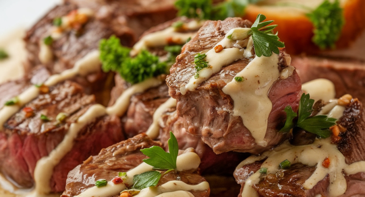 Sizzling Steak Bites in Parmesan Cream Bliss